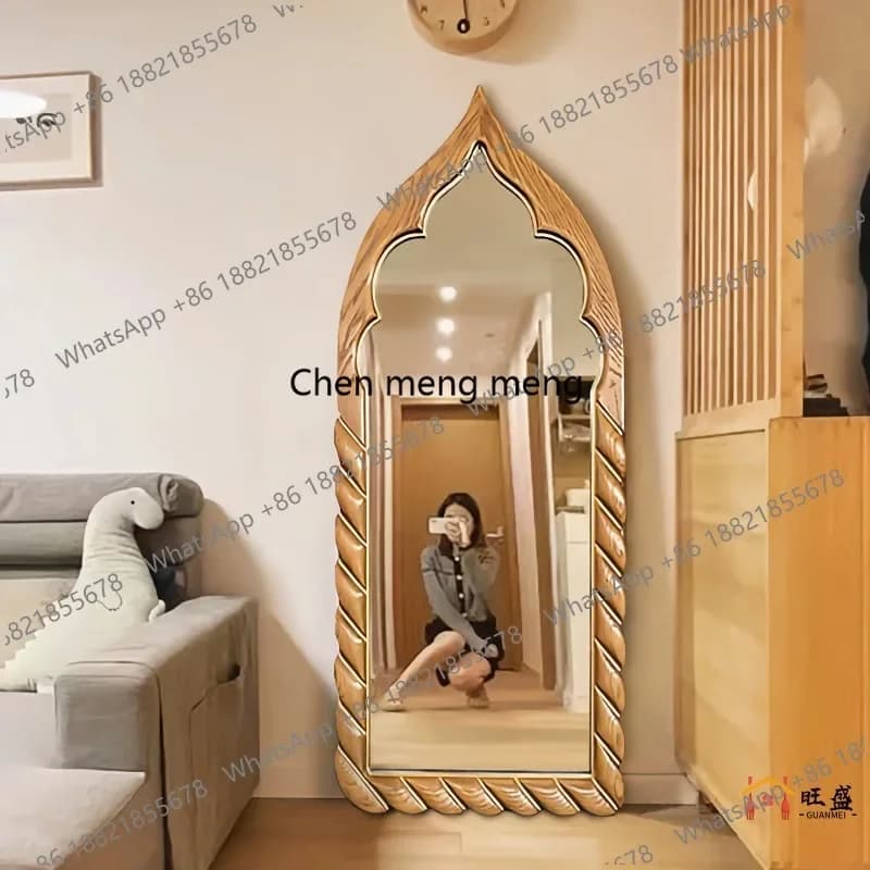 R French full-length mirror floor-to-ceiling mirror household bedroom, wall-mounted entrance, full-length mirror