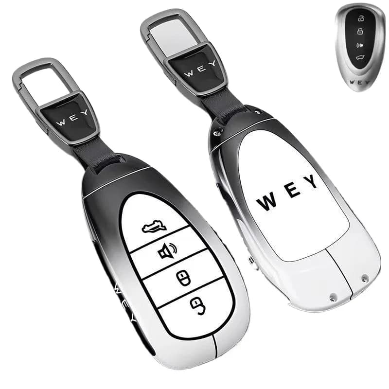 Zinc Alloy Key Fob Cover for WEY Lanshan/Latte/Mocha/Hi4/Gaoshan 7/8/9, Heavy Duty Metal Protective Case Shell with Keychain