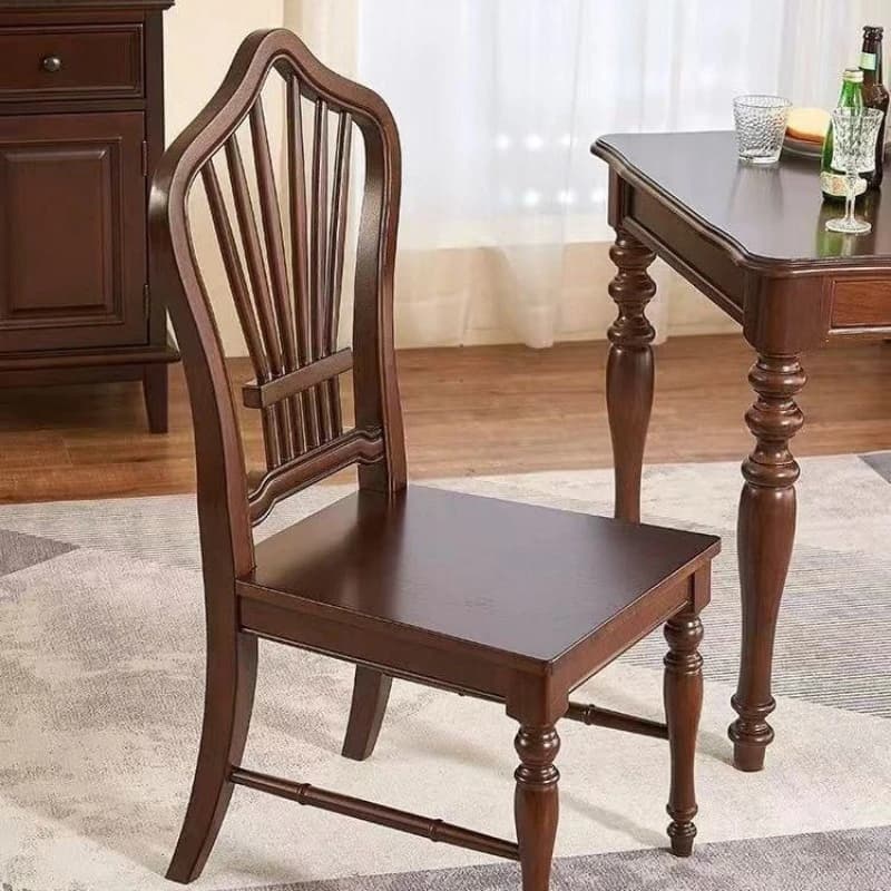 Simple rubber-wood upholstered dining chair, solid wood home vintage chair