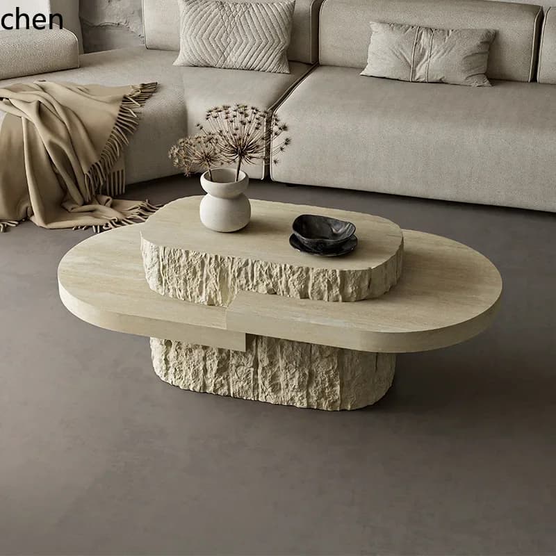 HYS  Simple Light Luxury Irregular Coffee Table Minimalist Oval Light Luxury Coffee Table Home Decor