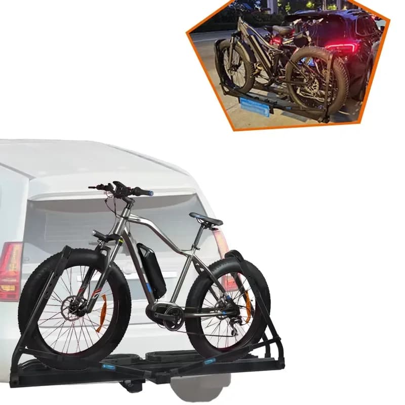 2 E-Bike Hitch Mount Rack Foldable Bicycle Carrier with Ramp for Cars for Fat Tire Bikes Fits 2-Inch Receiver
