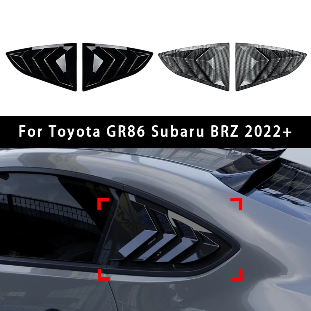 2PCS Car Quarter Window Louver Cover For Toyota GR86 Subaru BRZ 2022+ Carbon Fiber Rear Triangle Window Cover Auto Accessories