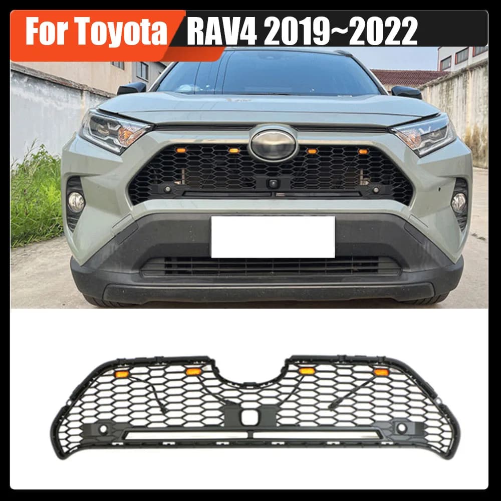 Modified Racing Grill Grills Hood Mesh Front Grille Honeycomb Style Upper Bumper Grilles For Toyota RAV4 2019~2022