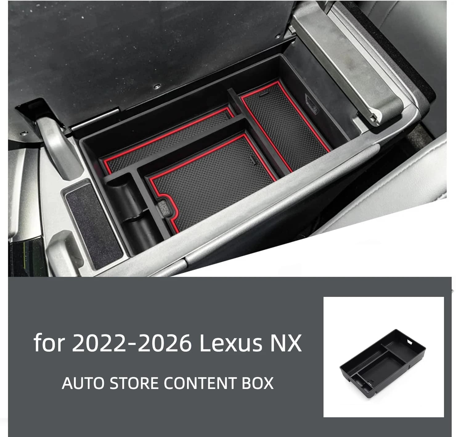 Console Organizer for 2022-2026 Lexus NX/RZ Accessories Armrest Storage Tray Black ABS High Quality Easy Install Space Saving
