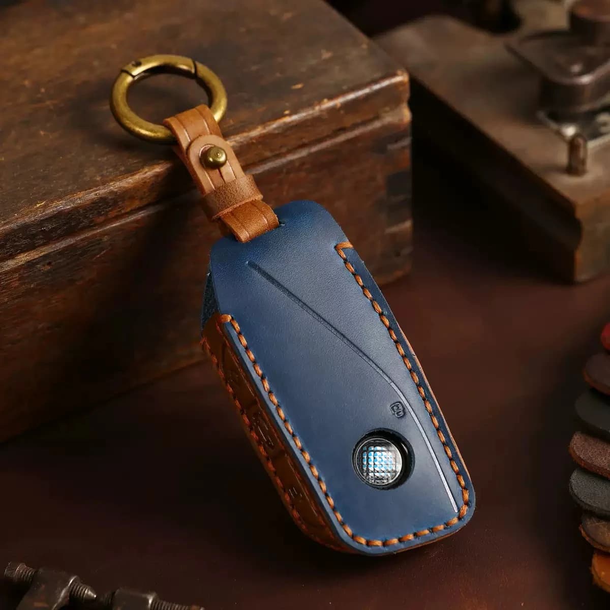 New 2024 Handmade Genuine Leather Car Key Case For BMW X7 Luxury Key Fob Cover Holder Car Key Accessories