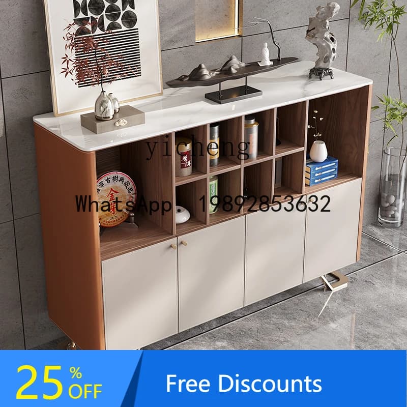 AA  high-end tea cabinet, saddle leather, locker against side cabinet, partition cabinet, tall solid wood