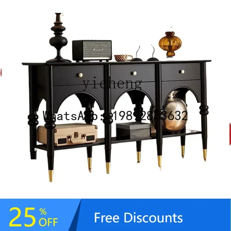 Retro Entrance Cabinet Door Entry Solid Wood Entrance Table High-end Side Cabinet Locker