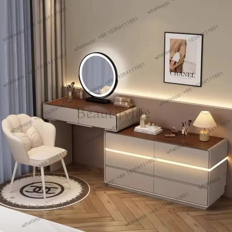 LSBedside Small Decor Vanity  Drawer White Mini Cheap Bedroom Vanity Table Makeup Mirror Europa Coiffeuse De Chambre Dressers