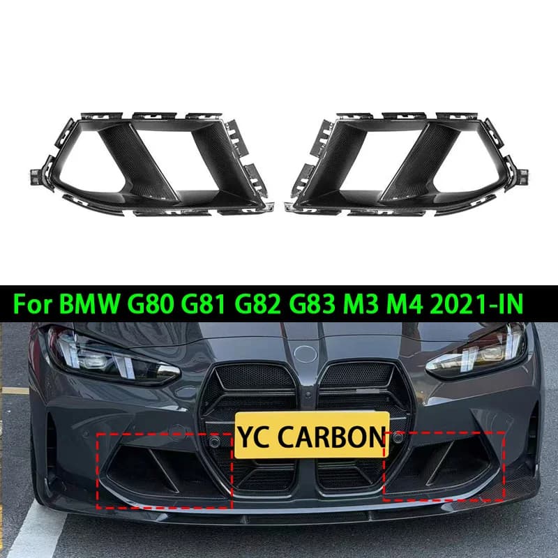 M3 M4 Real Dry Carbon Fiber Front Bumper Air Intake Cover Trim For Bmw G80 G81 G82 G83 Sedan Coupe Real Dry Carbon Fiber Canard