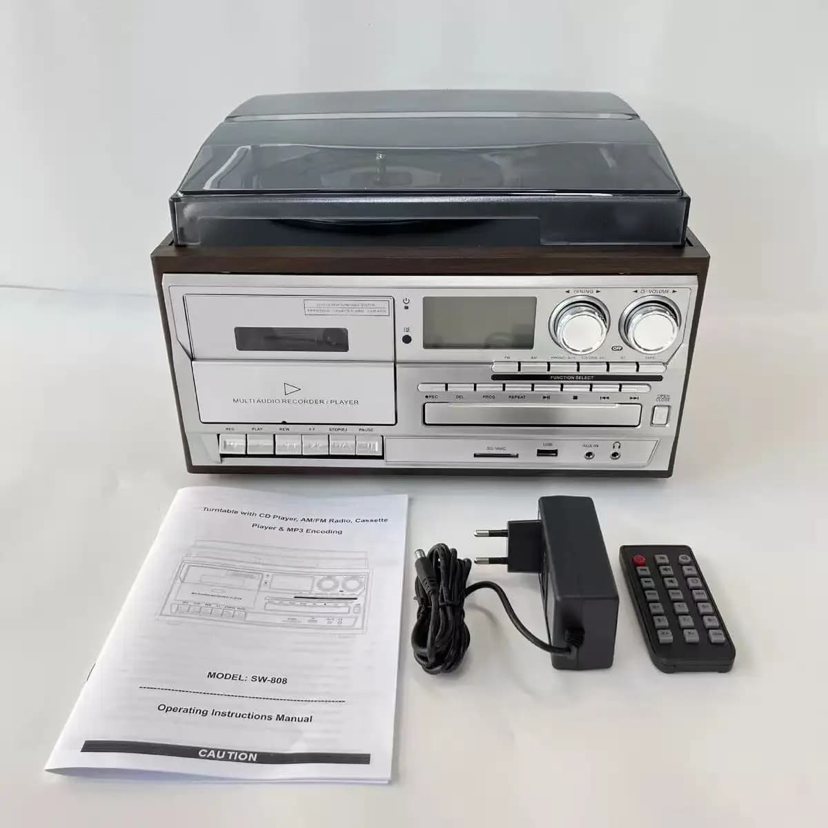 Vinyl Record Player Modern Jukebox Antique Phonograph Bluetooth Audio Multi-Function Radio Tape CD USB