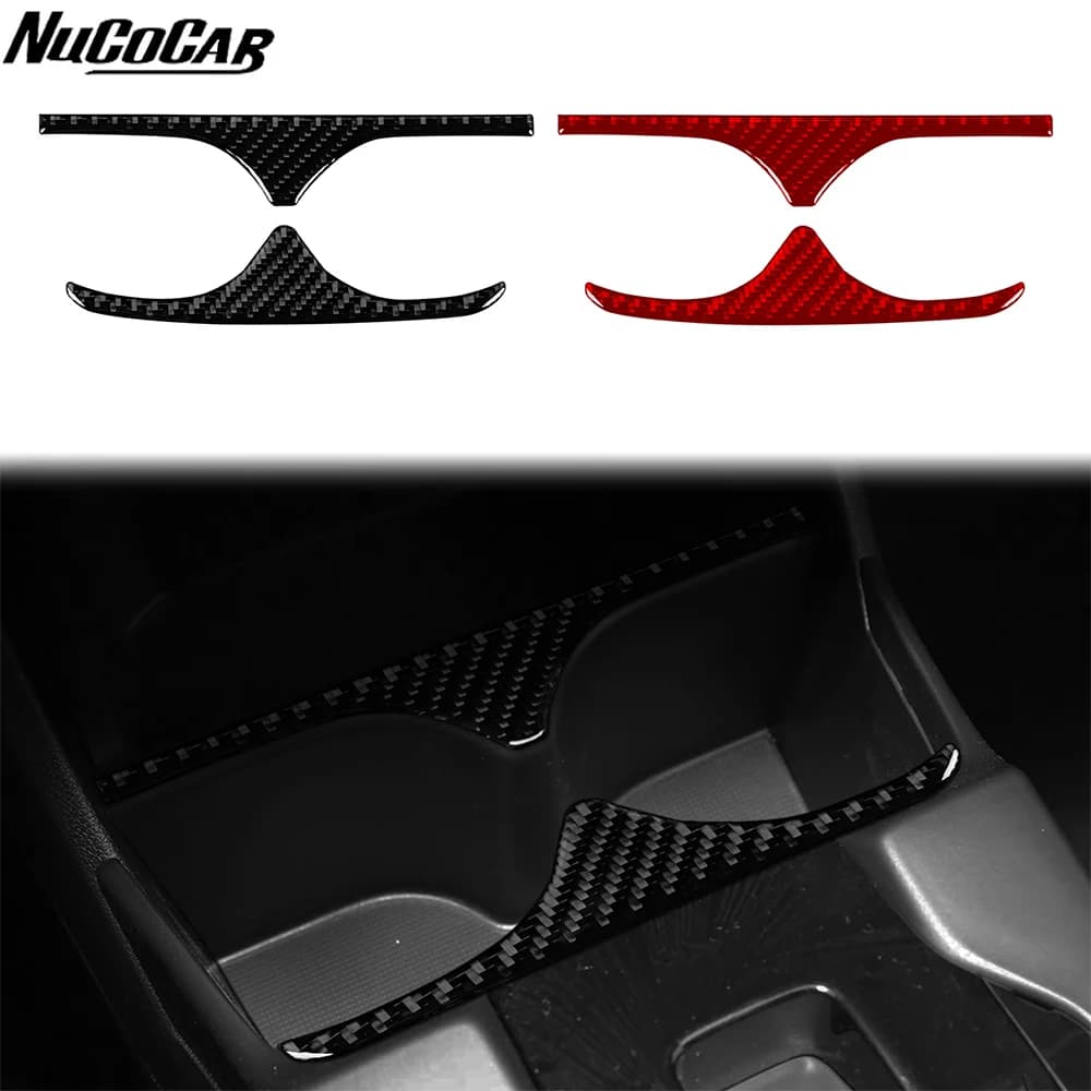 For Honda Fit Jazz 2014-2020 Carbon Fiber Front center water cup panel Trim Cover Car Accessories Interior Decorative Stickers