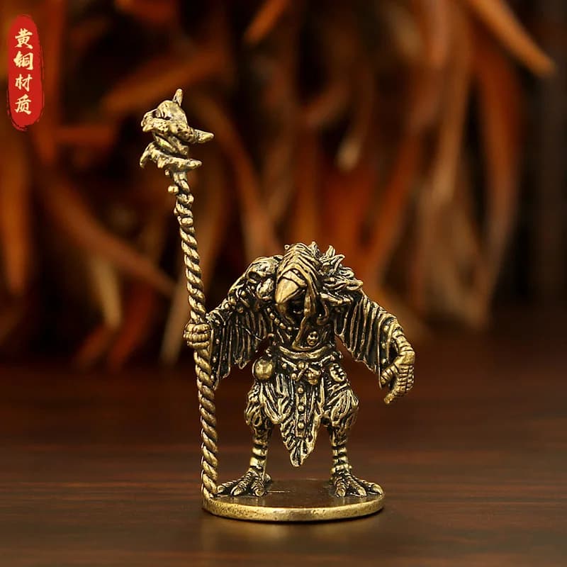 Wizard solid , magician, vintage brass, creative warrior, ancient soldier model, copper figurine, for export