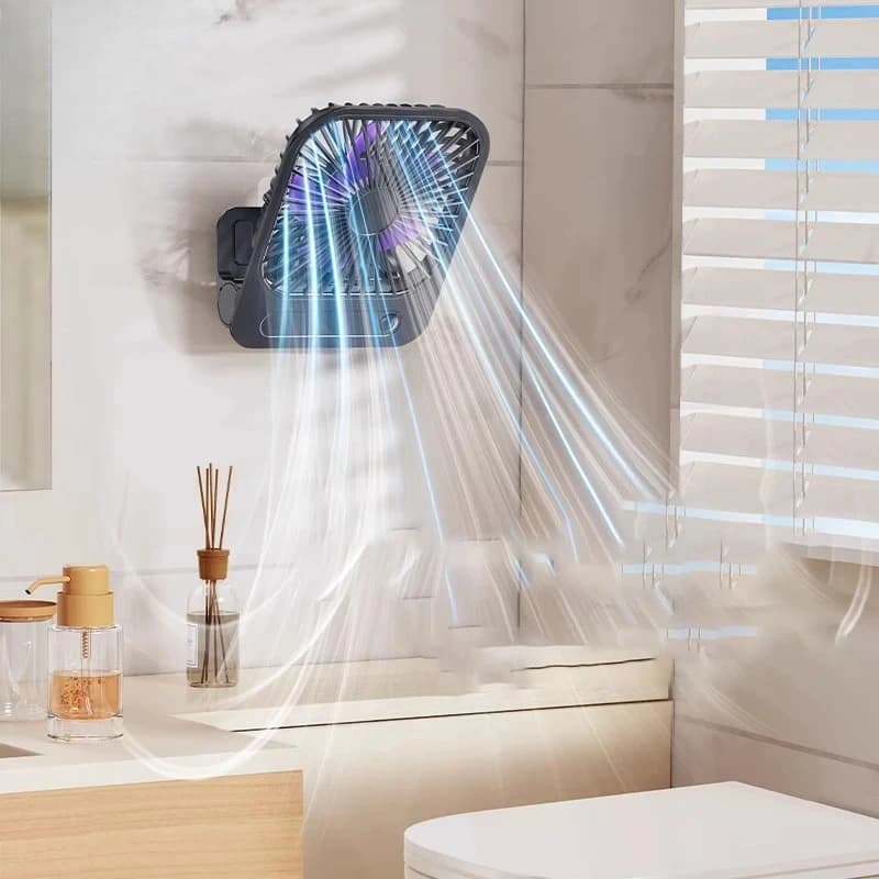 Toilet Powerful Wall Fan Usb Rechargeable With 1200mAh 3 Speed Wind Magnetic Cooling Fan Portable Household Ventilation Fan