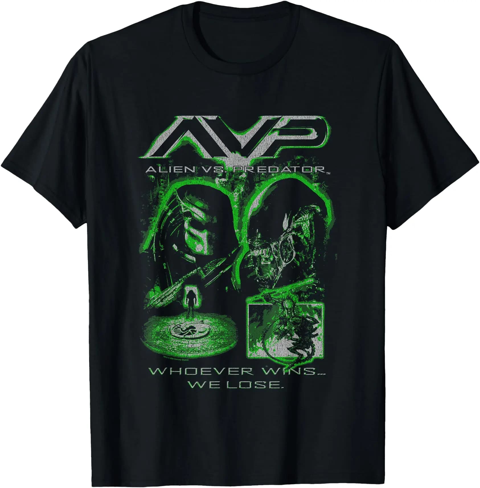 Alien Vs Predator Whoever Wins We Lose Retro Chest Sic-Fi gift t shirt 100% cotton printed Graphic clothes All size top S-6XL