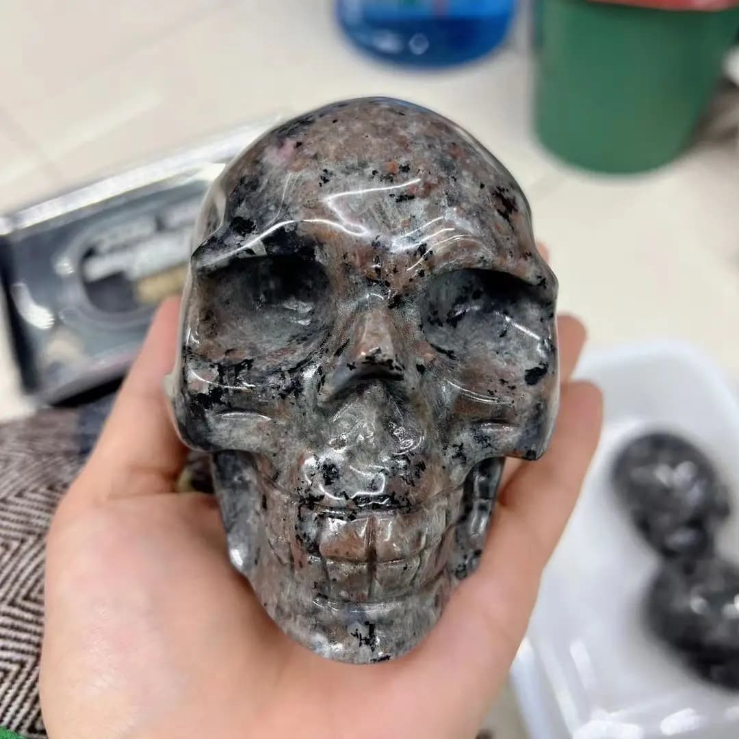 10cm Pelelith Natural Quartz Minerals Flame Stone Magic Carving Skull Syenite Clasts Sodalite Ultraviolet Yooperlite Rocks