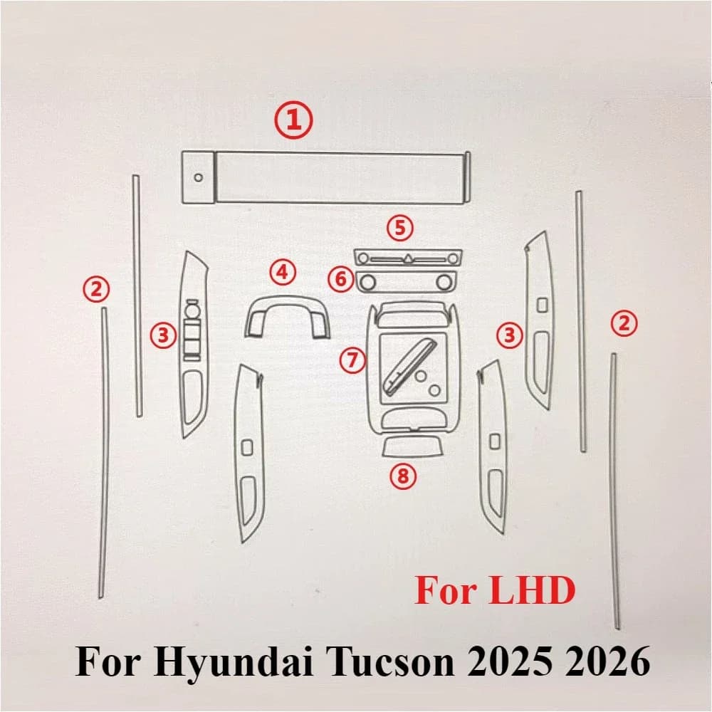 Protective Film For Hyundai Tucson 2025 2026 Accessories Interior Transparent TPU Gear Panel GPS Navigation Center Console PPF