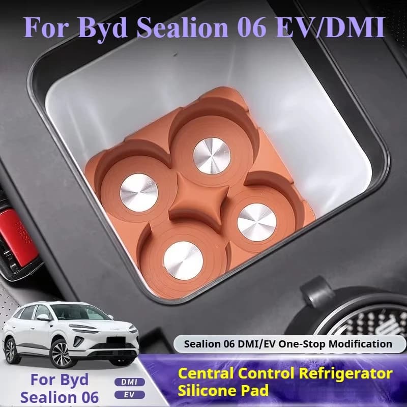 For BYD Sealion 06 EV/DMI Refrigerator Silicone Protection Pad Non Slip Fridge Mat Cup Holder Car Interior Accessories