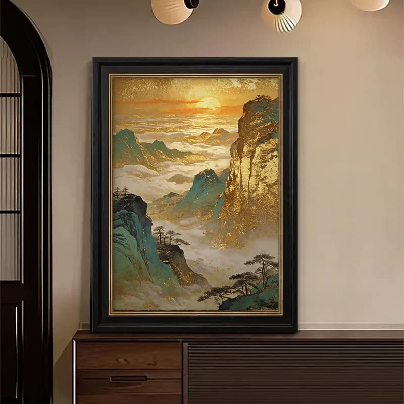 LMM pure hand-painted oil painting antique decorative painting living room entrance new Chinese style hanging painting
