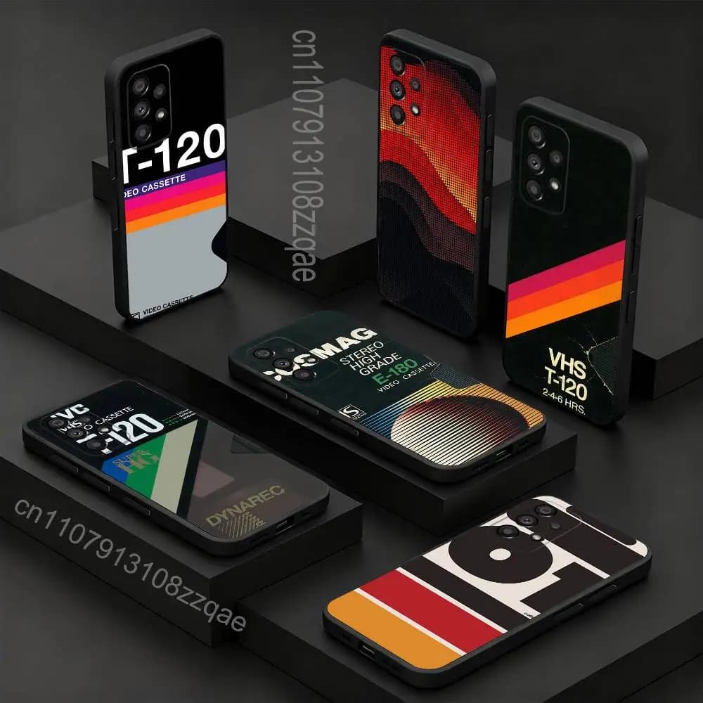 Retro V-VHS Video Cassette For Samsung S 26,25,24,23,22,30,21,10,9,Ultra,Plus,Lite,FE,4,5G Phone Case Black Soft Case