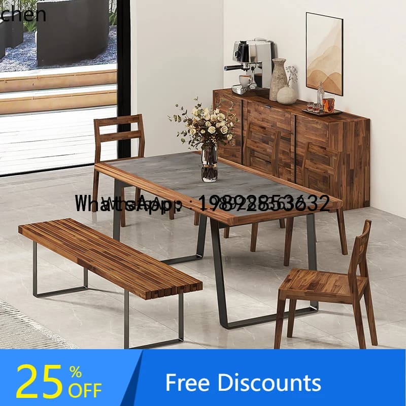 X1  furniture Mars rock black walnut dining table and chairs dining table home decor home accessories vintage home decor