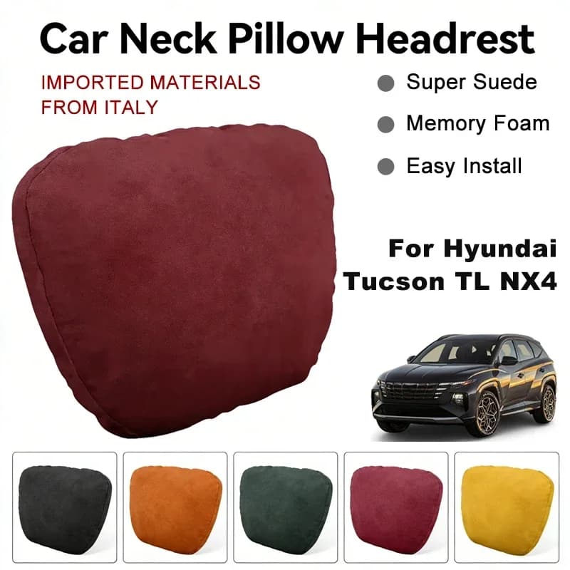 For Hyundai Tucson TL NX4 Italy Suede Car Neck Rest Pillow Seat Head Neck Support Cushion Auto Interior Accessories
