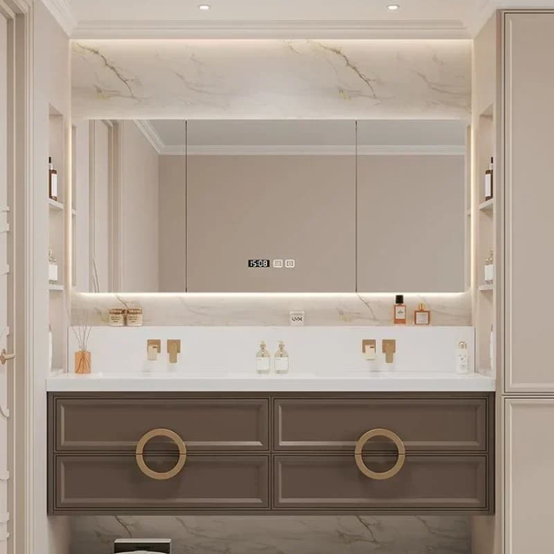 Funky Modern Intelligent Bathroom Cabinet Ceramic Sink Combination Solid Wood Bathroom Display Modern Gabinete Unique Furniture