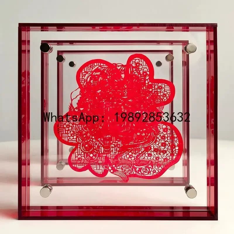 x15 national style red festive paper-cut photo frame Year of the Horse New Year acrylic decorative pendant