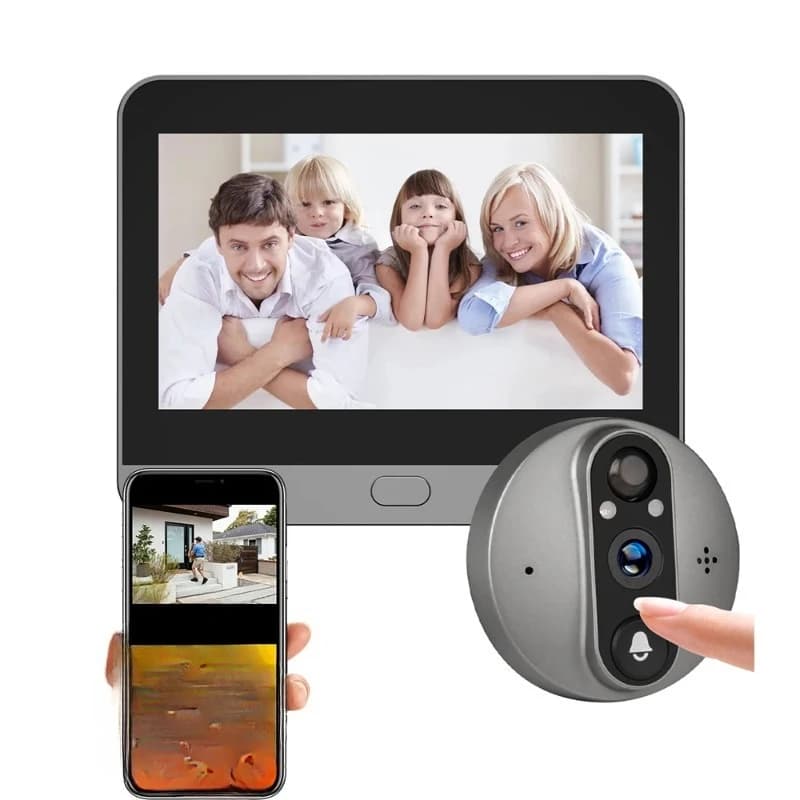 3MP Smart Life Tuya 1080P WiFi Door Bell Eye Peephole Camera 5000mAh Battery PIR Motion Detector IR Alexa Google Digital Viewer