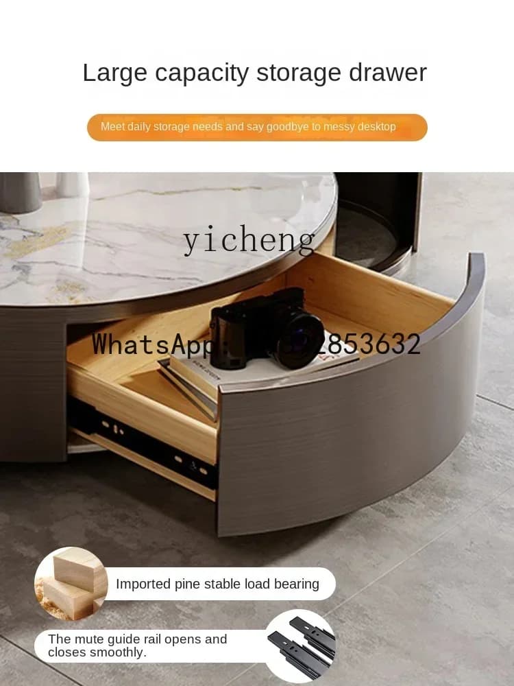 b19 Italian Minimalist Stone Plate Coffee Table Combination Home Living Room Light Luxury High-Grade round