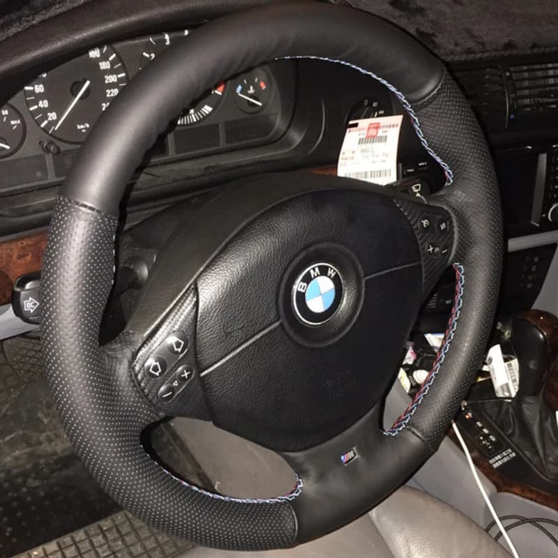 Hand-sewn Car Steering Wheel Cover for BMW M Sport E36 1996-2000 E39 1995-2001 Z3 M E36 E37 1998-2002 Genuine Leather Braid
