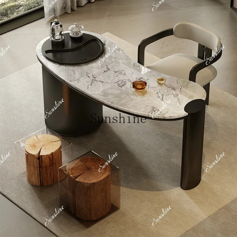 High-grade pure natural luxury stone/household small apartment balcony study Kung Fu tea table desk  FT