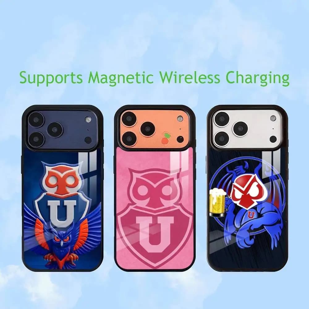 For F-Fondo U-De Chile LOGO  Luxury Glass Phone Case For iPhone17,16,15,14,13,12,11 Plus,Pro Allows magnetic wireless charging