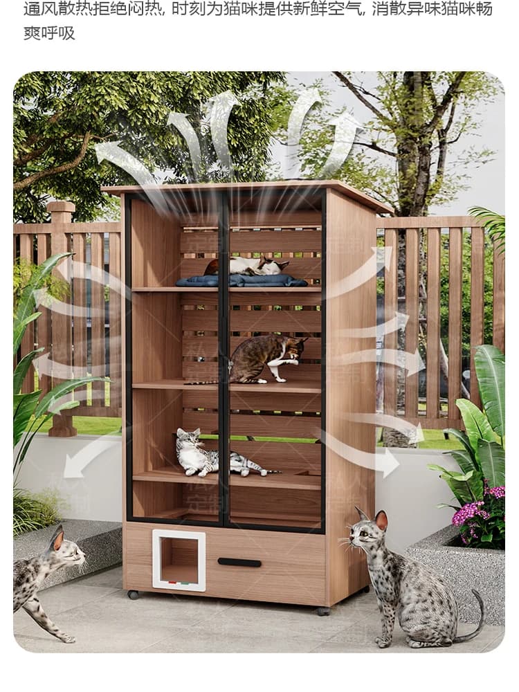XL Outdoor All-Aluminum Alloy Cat Villa Rainproof Sunproof Outdoor Cat Large Space Toilet Integrated Cat Cabinet