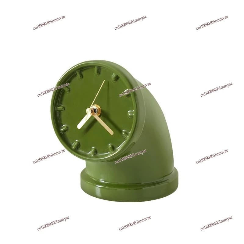 Pipe Ceramic Table Clock Industrial Style Table Clock Nordic Silent Living Room TV Cabinet Decoration Clock Ornaments