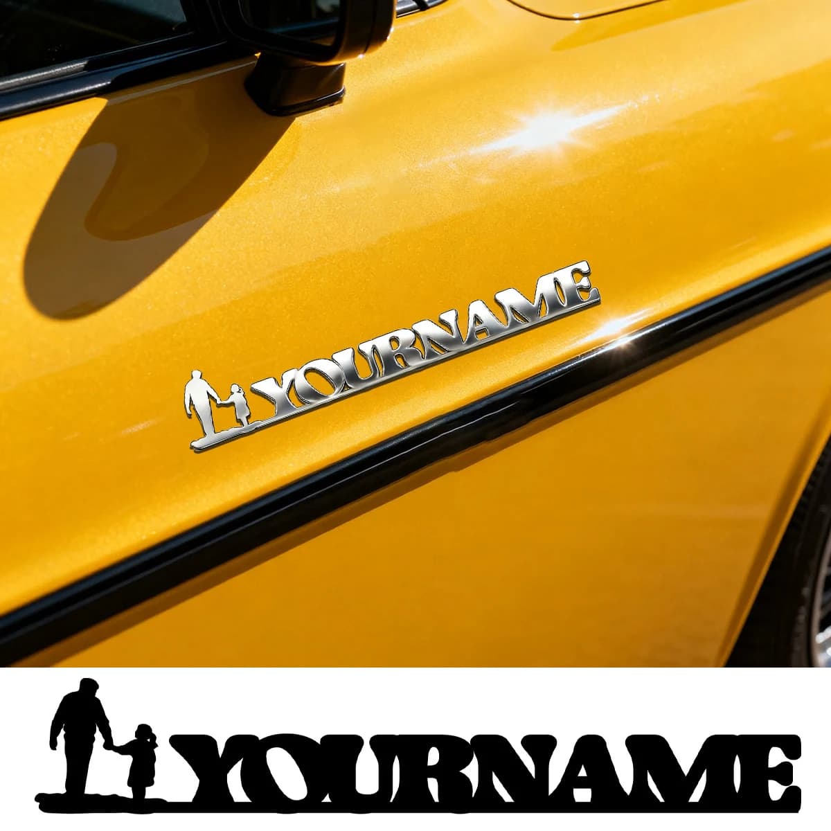 Metal Car Styling Body Side Stickers Family Father and daughter Customization Logo Badge Emblem Accessories Father's Day Gifts