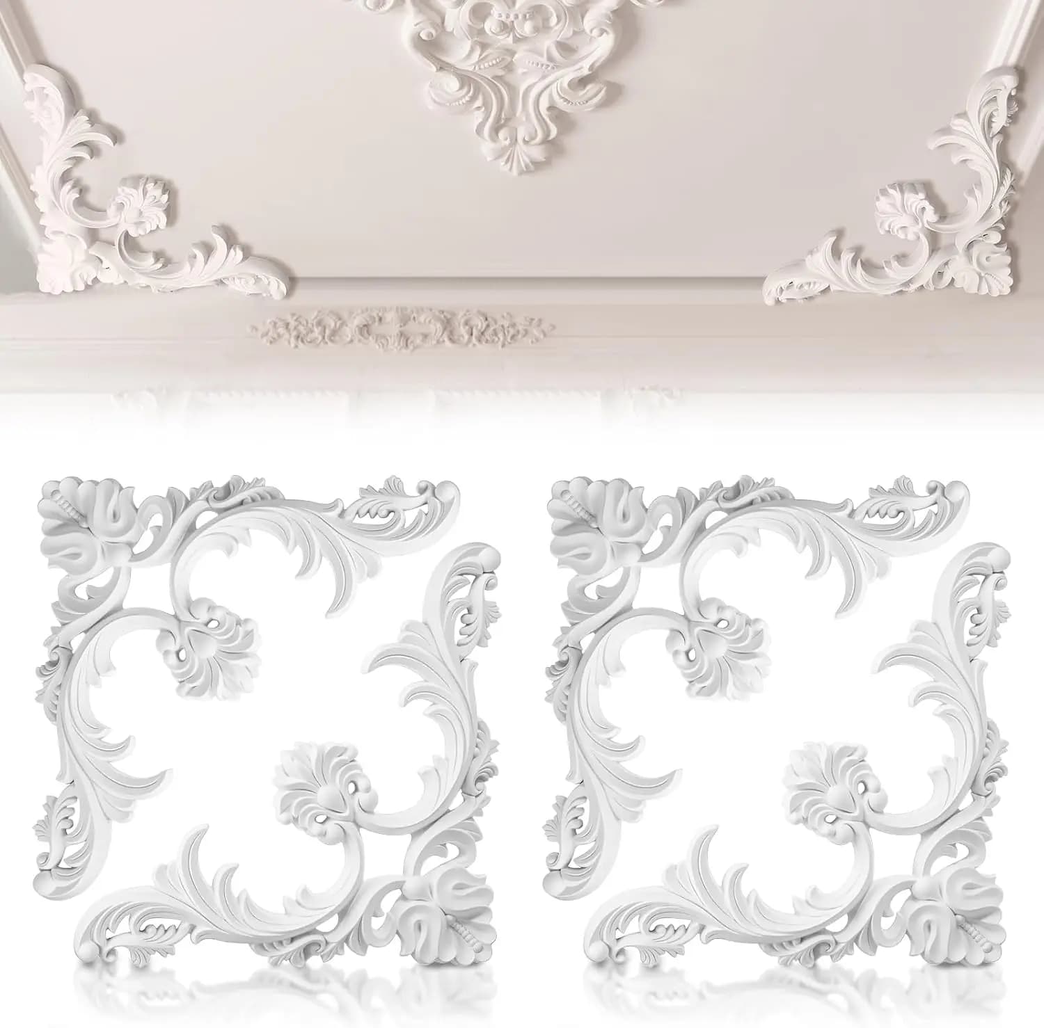 PU Ceiling Molding Corners Murals Trim Flower Background Wall Molding Kit Decorative Panels for Wall Medallion Ceiling