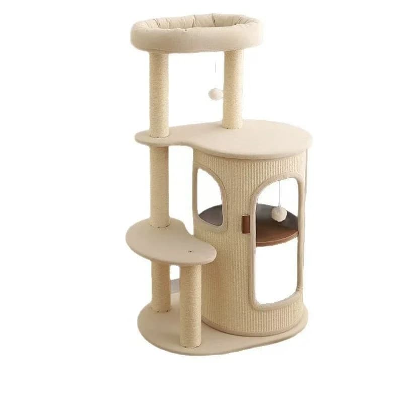 Solid wood cat nest, cat scratching board integrated climbing frame, multi-layer small apartment shelf
