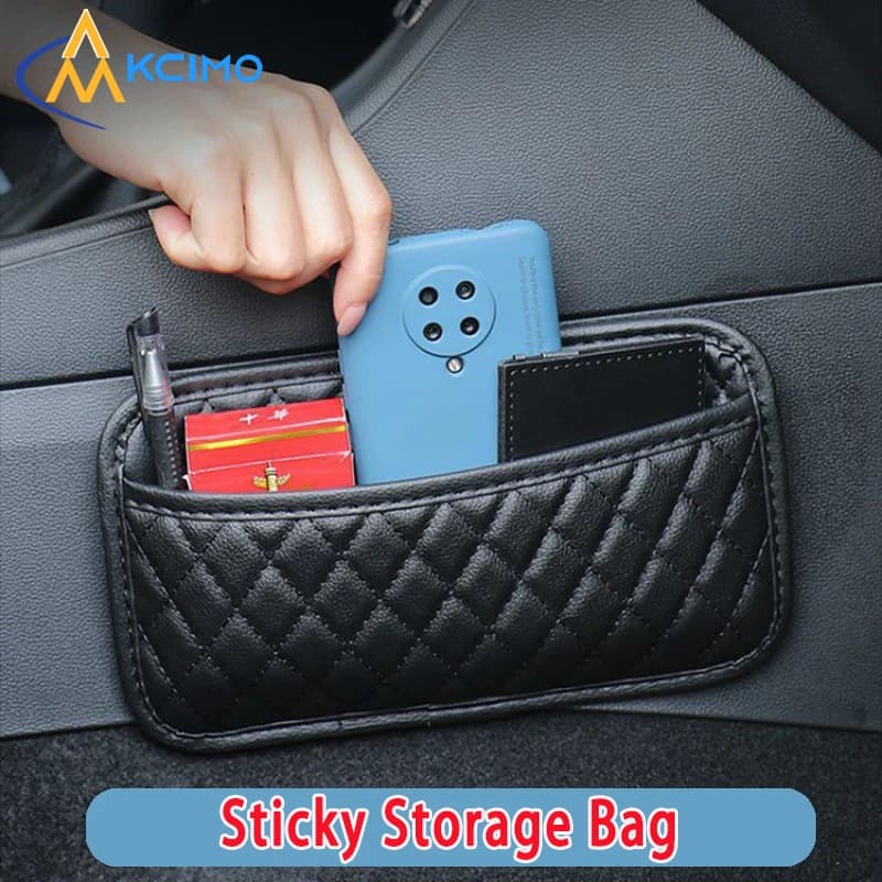 PU Leather Car Storage Pocket Seat Back Door Center Console Organizer for Small Stuff Car Storage Bag Universal for All Vehicles