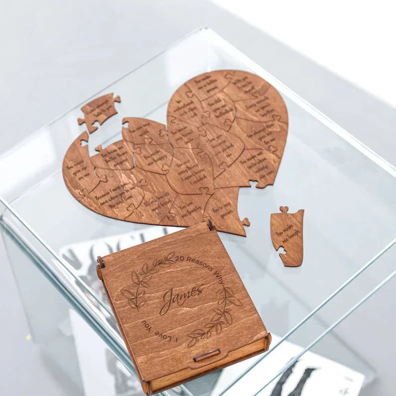 20 Reasons Why I Love You Puzzle Engraved Love Gift Home Decor Sentimental Gifts Personalized Valentine Day Gift