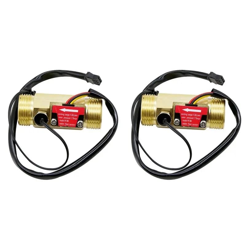 AA51 2X B6 Brass Water Flow Sensor Hall Effect Flow Meter Liquid  Rate Sensor  Switch Detector With Temperature Probe