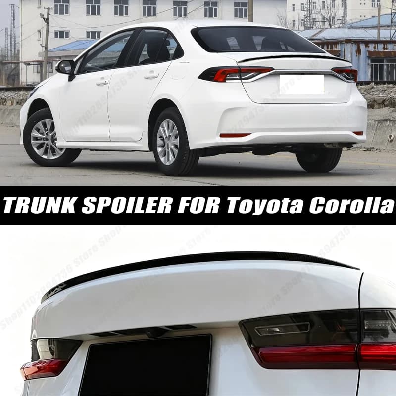 120CM Glossy Black Soft Rubber Universal Rear Trunk Spoiler 5D Carbon Look Tail Wing Fit For Toyota Corolla Car Accessories