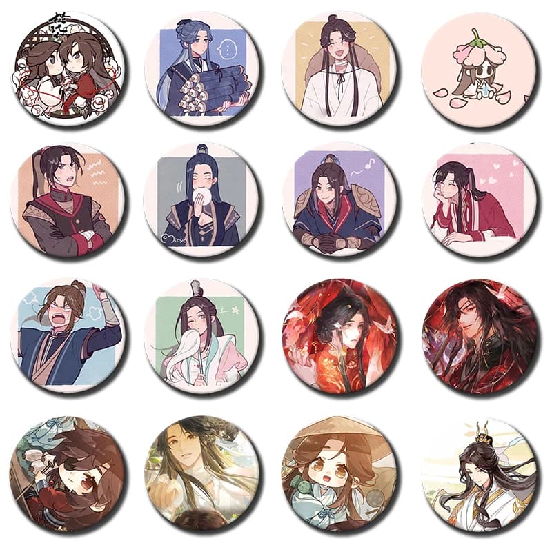 Heaven Official's Blessing Anime Peripheral Brooch on Shoes Bag Cartoon Boys Xie Lian and Hua Cheng Lapel Pins Jewelry Badges