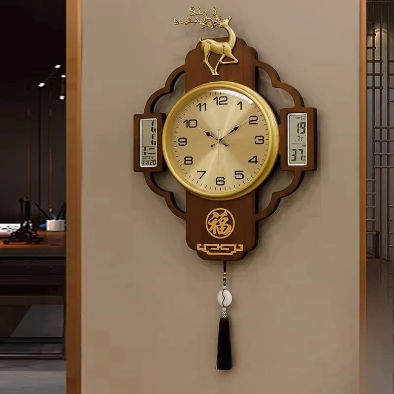 Temperature Humidity Wall Clock Quiet Loft Style Aesthetic Digital Wall Clock Cozy Luxury Interior Reloj Pared Home Decor Items