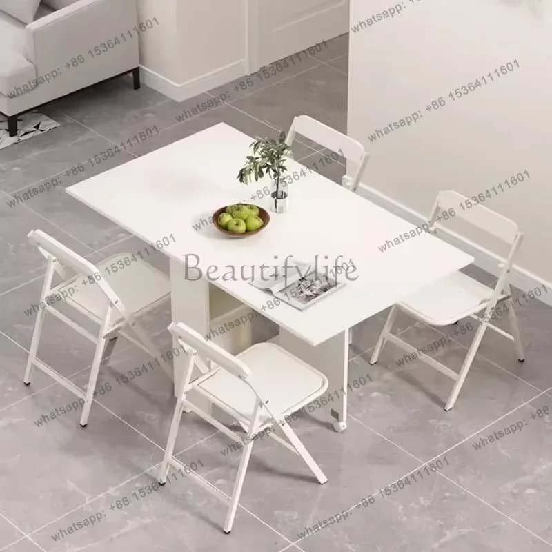 Factory Direct Folding Dining Table Set 6 Chairs Beauty Luxury Modern Dining Table Nordic Minimalist Mesas De Jantar Kitchen Fur