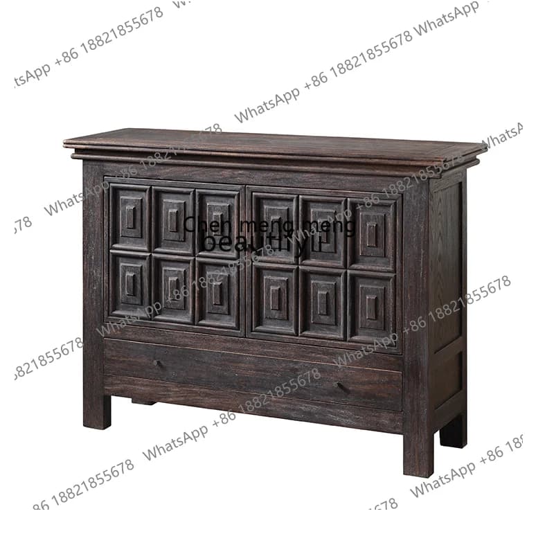 Retro and old solid wood dining side entrance cabinet Medieval decorative locker Medieval wabi-sabi wind side cabinet