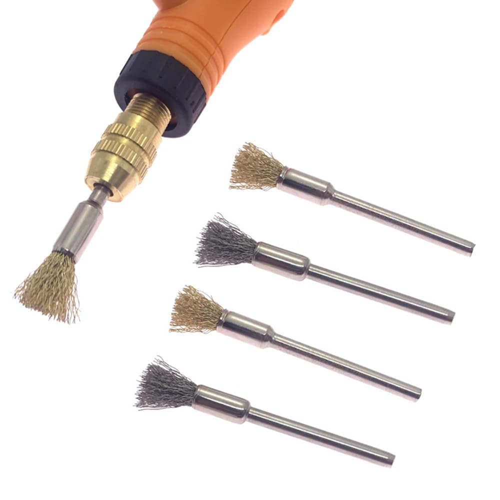 2PCS Polishing Brush Wire 48mm Steel Copper Extension Rod Scratch Brushes for Drill Power Rotary Tool