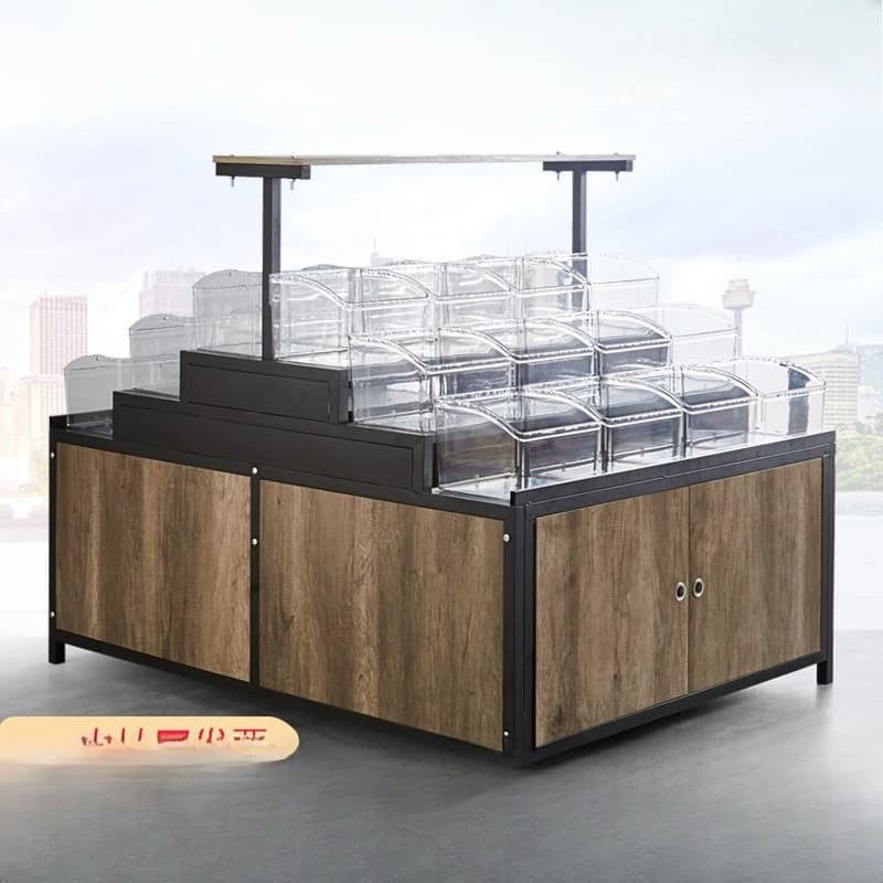 bulk shelves, display racks, grain cabinets, candy dried fruit snack racks, multi-layer double-sided mid-island lockers