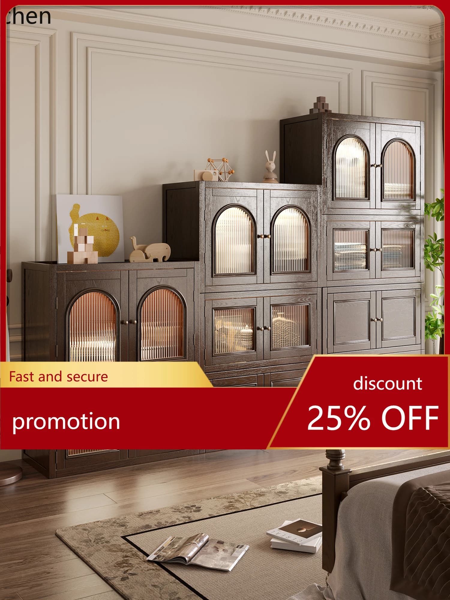 HXL Solid Wood Multi-Functional Free Combination TV Cabinet Storage Bookcase