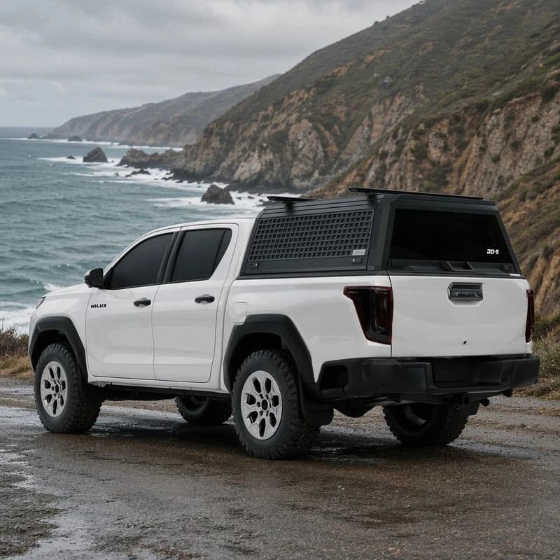 PrimeSelect Waterproof Black Aluminum Pickup Truck Bed Canopy Compatible With Tacoma SR