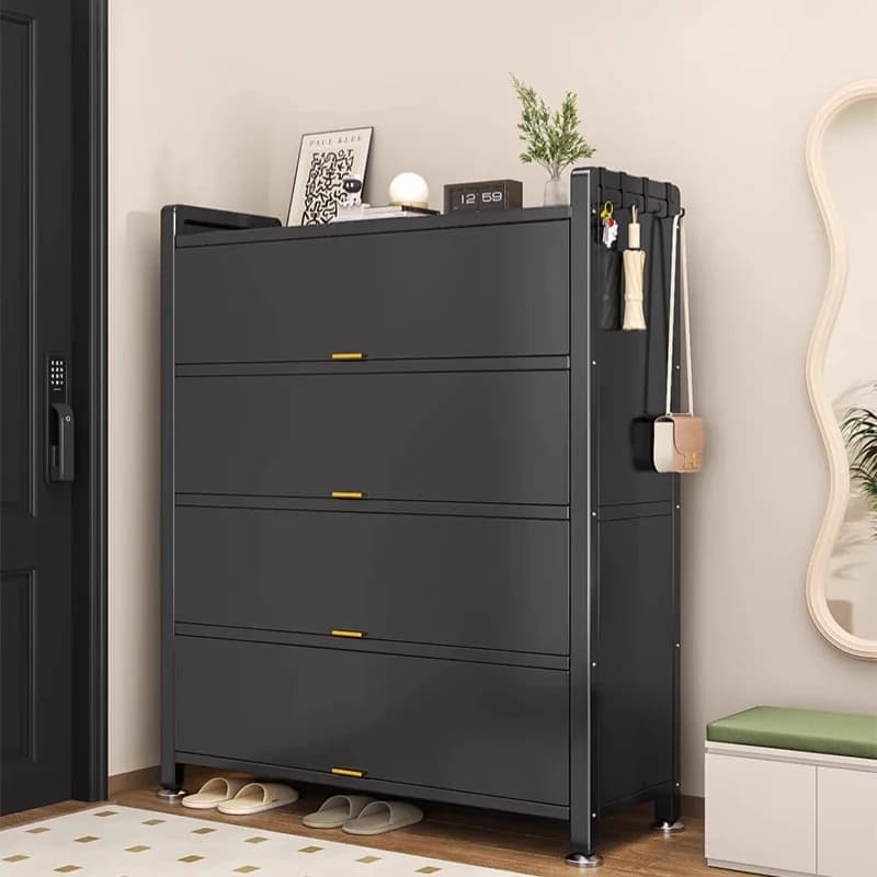 Steel Glass Shoe Rack Cabinets Entryway Black Dorm Display Shoe Rack Organizer Storage Household Zapatero Cabinet Furniture